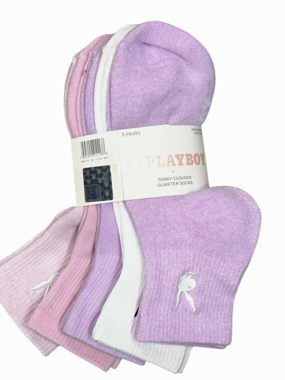 Playboy 5-PK Terry Cushion Quarter Socks